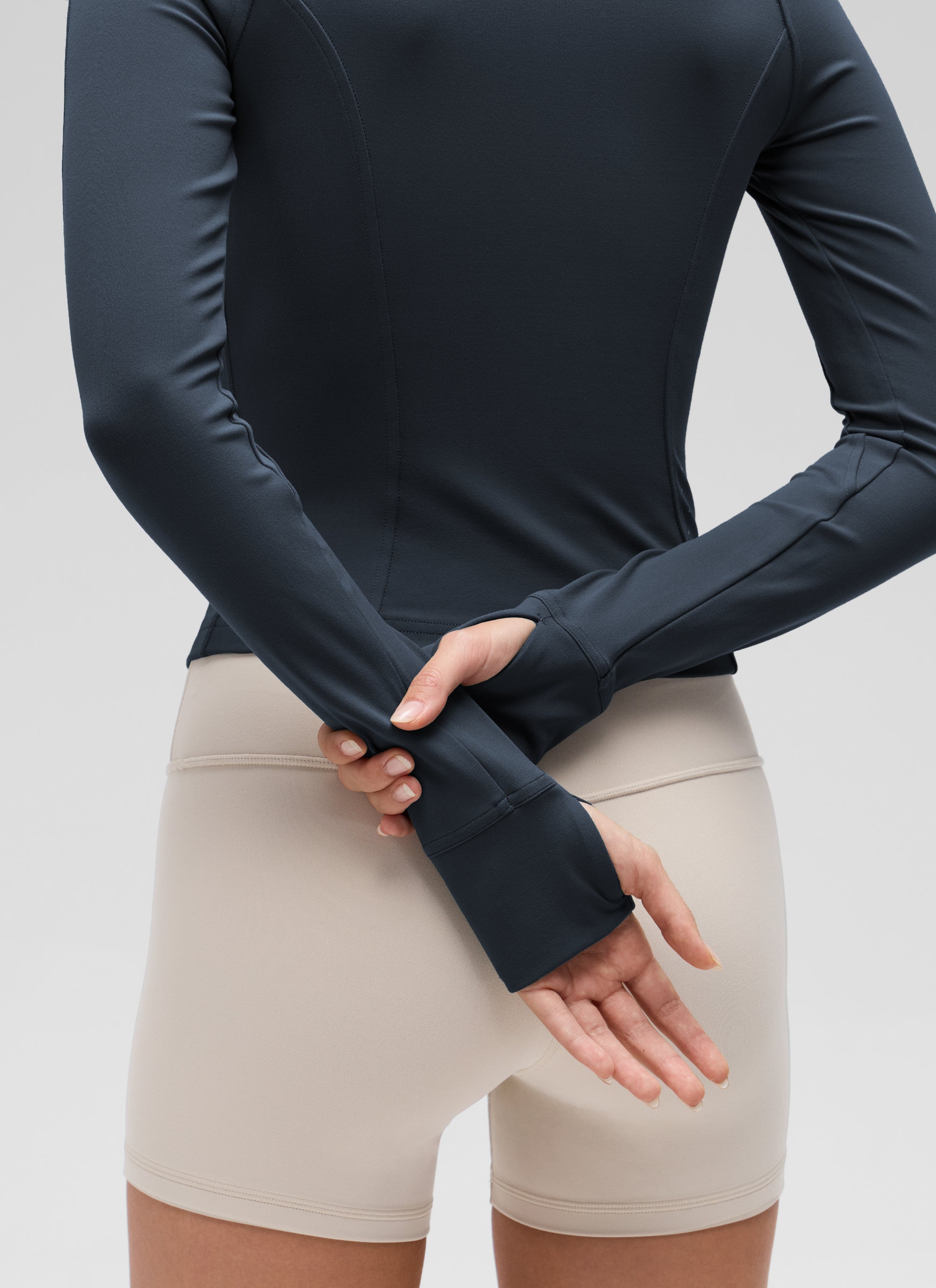 CRZ YOGA Women's Butterluxe Cropped Pocket Outerwear Full Zip Jackets True Navy