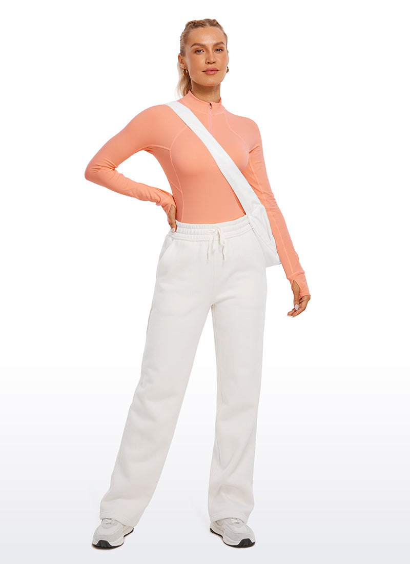 CRZ YOGA Women's Run Slim Fit Brushed Half-Zip Long Sleeve Hip Length Dew Pink