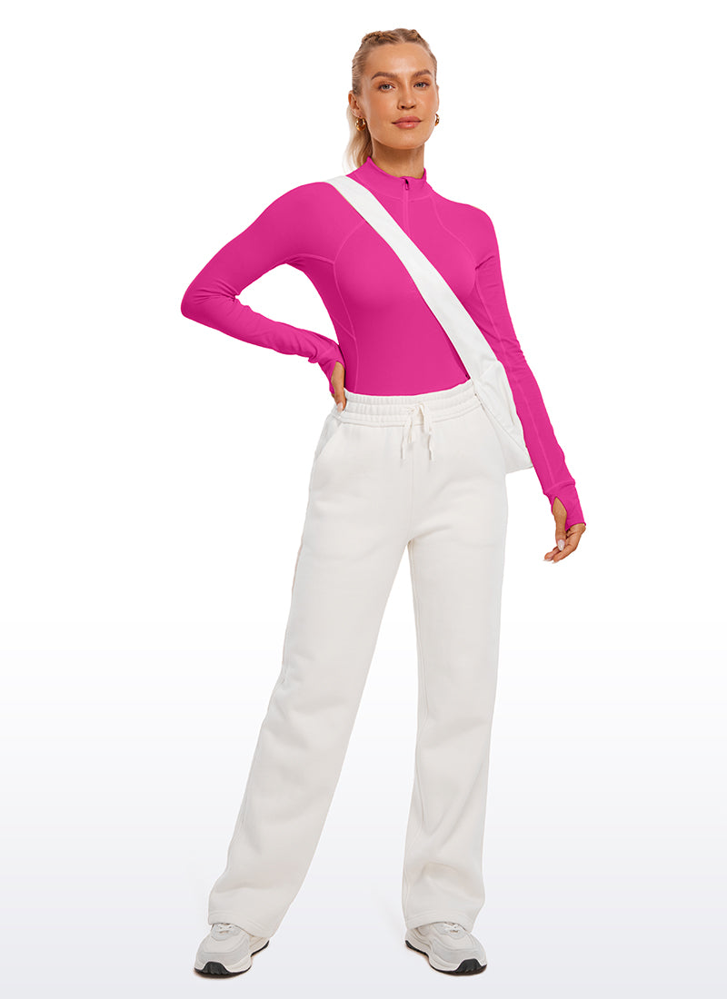 CRZ YOGA Women's Run Slim Fit Brushed Half-Zip Long Sleeve Hip Length Hibiscus Purple