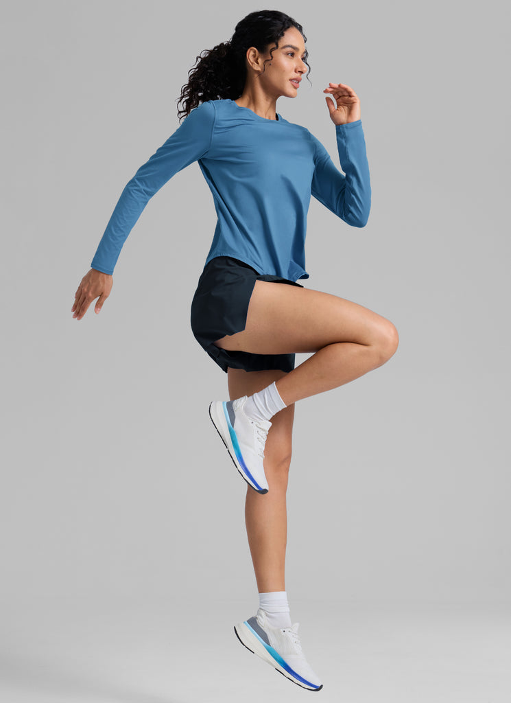 CRZ YOGA Women UPF 50+ Running Lightweight Loose Fit Long Sleeves Quick Dry Green Jade