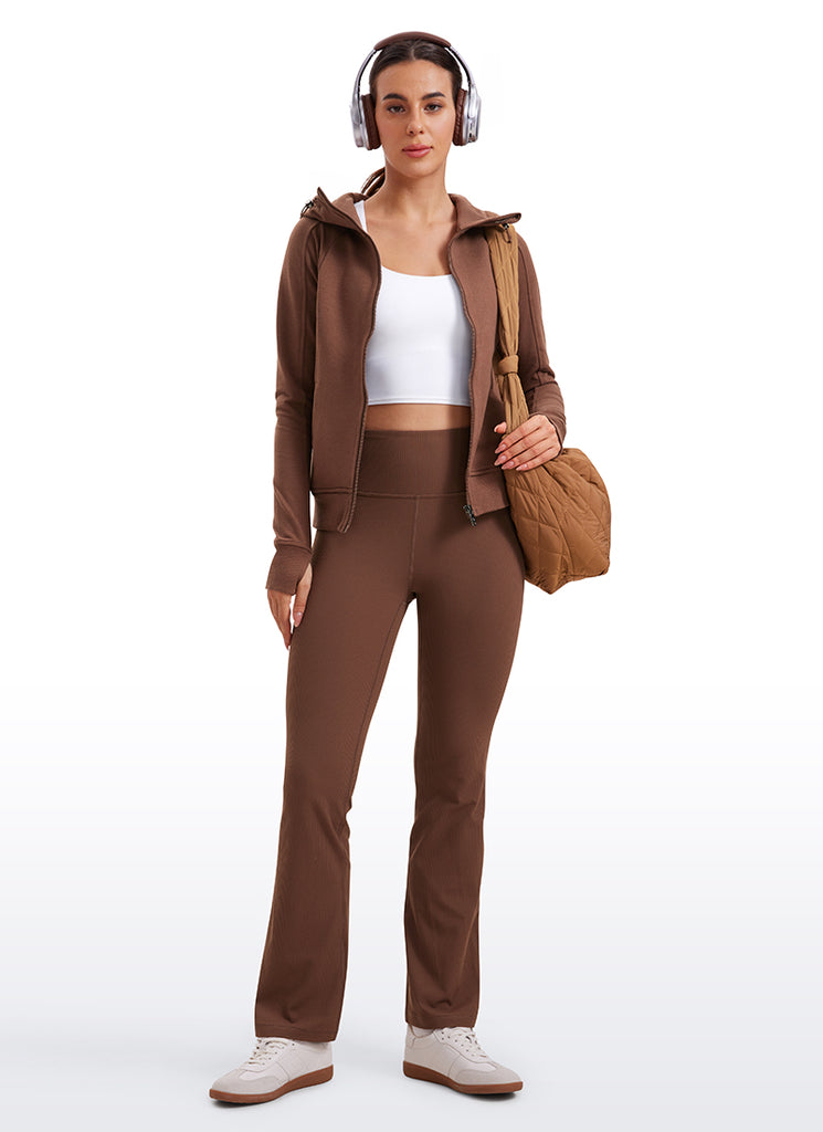 CRZ YOGA Women's Slim Fit Outerwear Amenity Full Zip Hoodies Thumb Holes Pink Peony