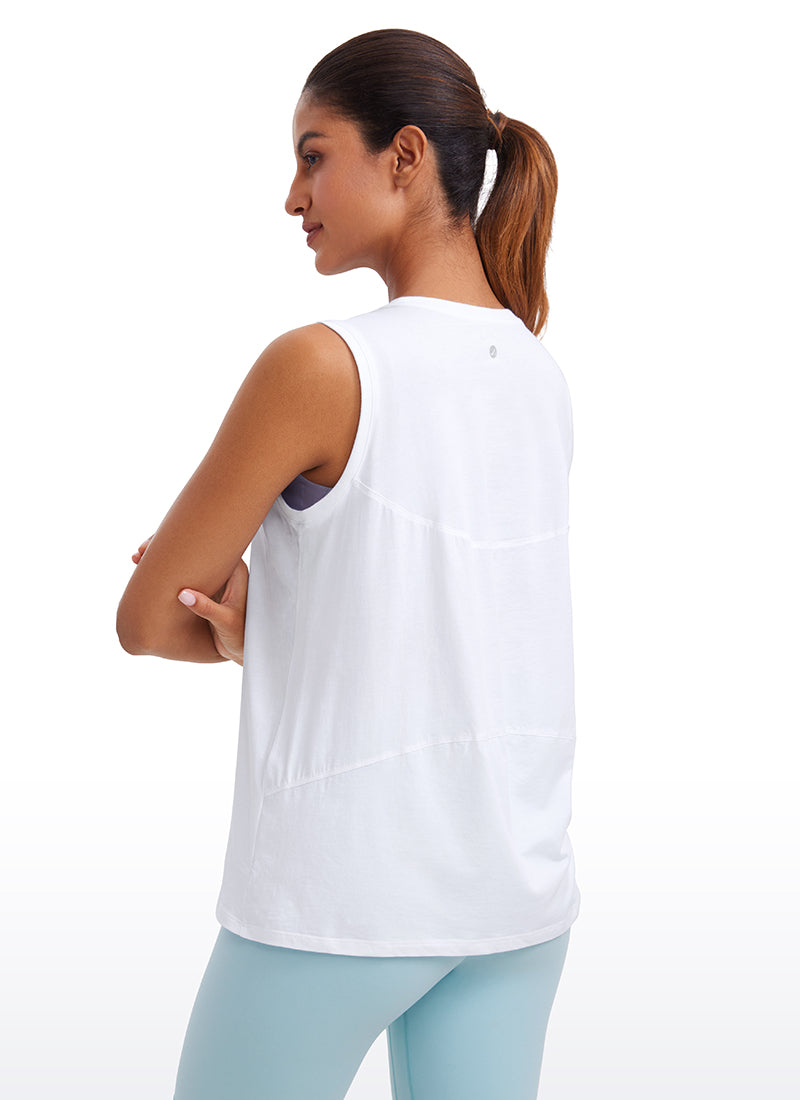 CRZYOGA  women's Pima Cotton Tank High Neck White