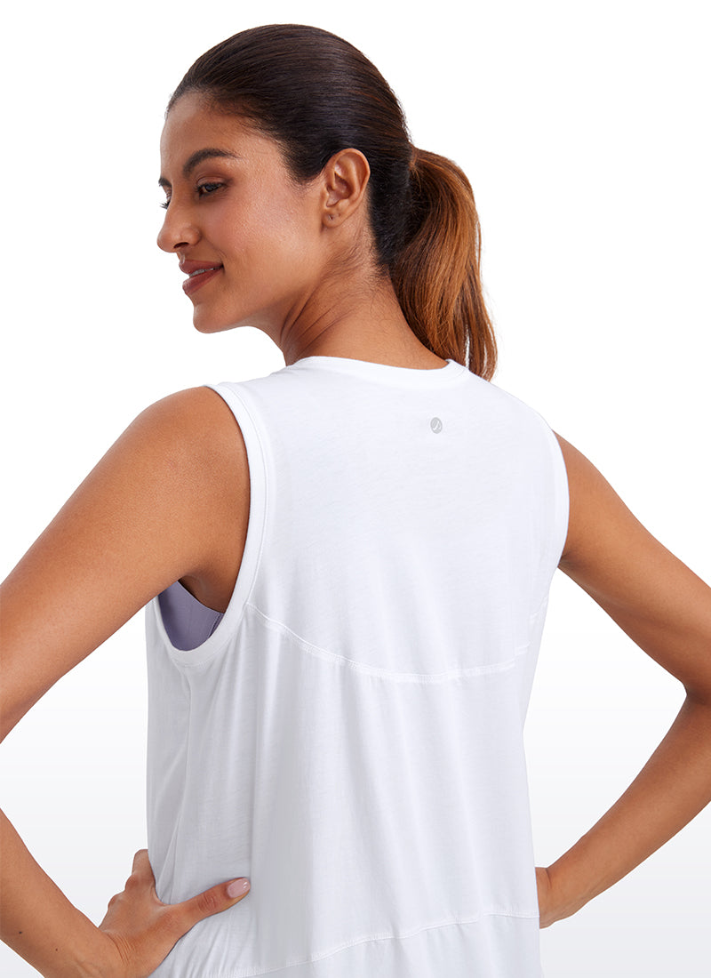 CRZYOGA  women's Pima Cotton Tank High Neck White