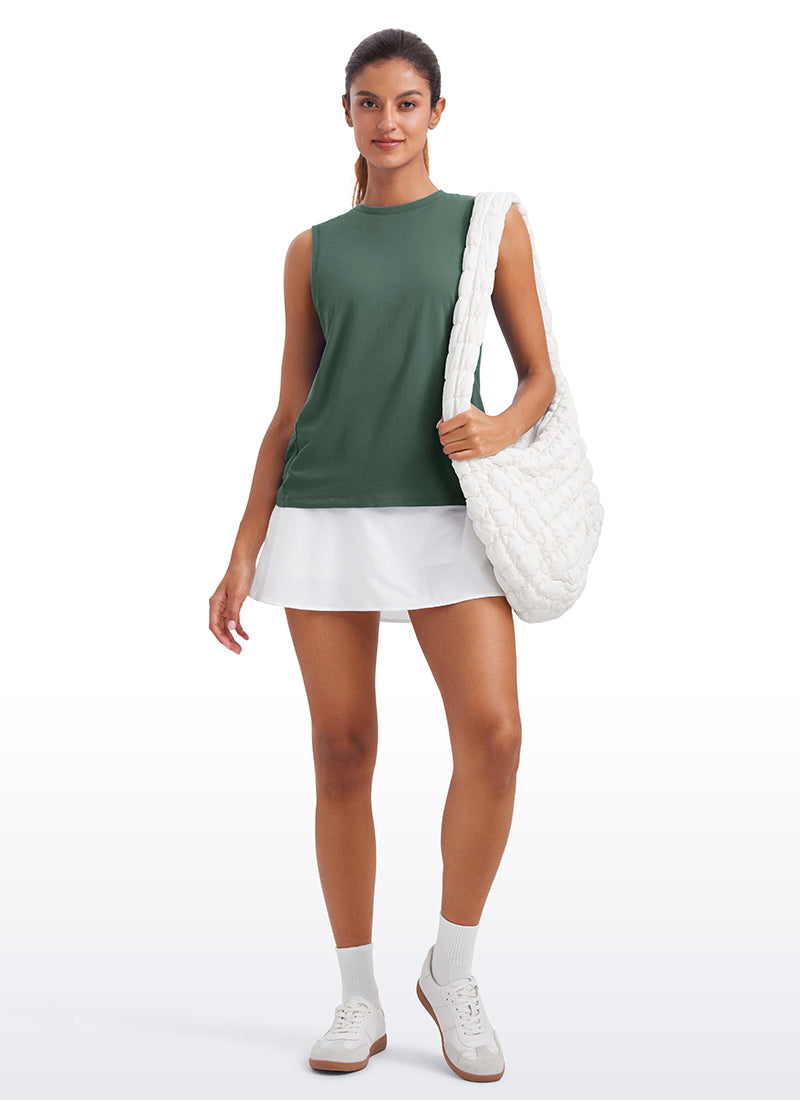 CRZYOGA  women's Pima Cotton Tank High Neck Graphite Green