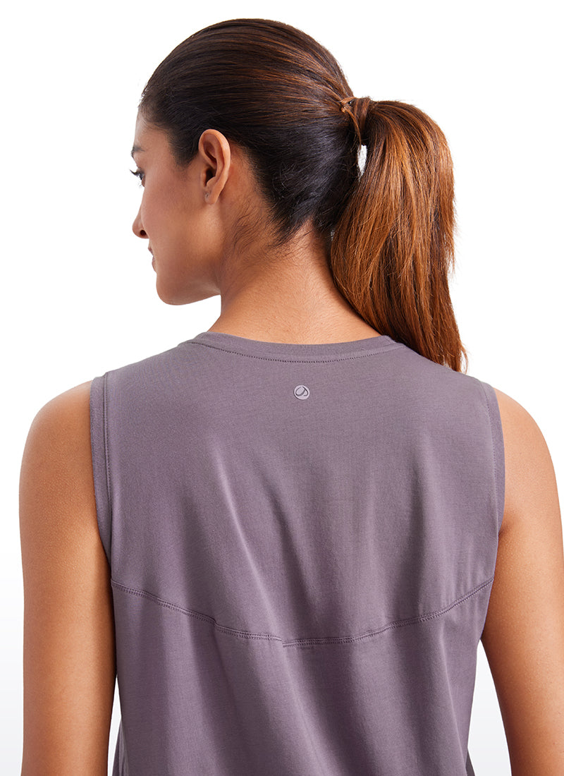 CRZYOGA  women's Pima Cotton Tank High Neck purple gray