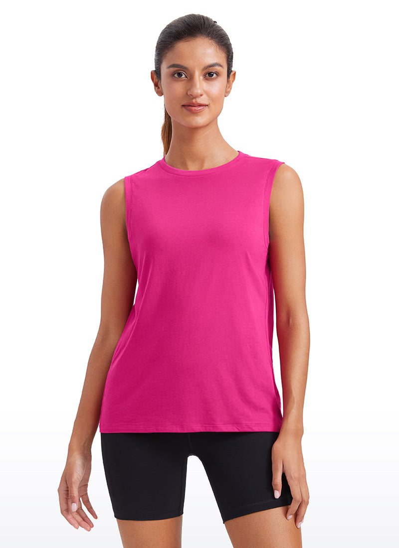 CRZYOGA  women's Pima Cotton Tank High Neck Granita Pink