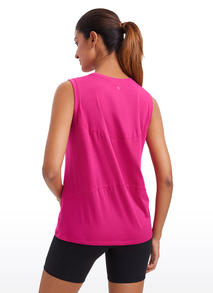 CRZYOGA  women's Pima Cotton Tank High Neck Graphite Green