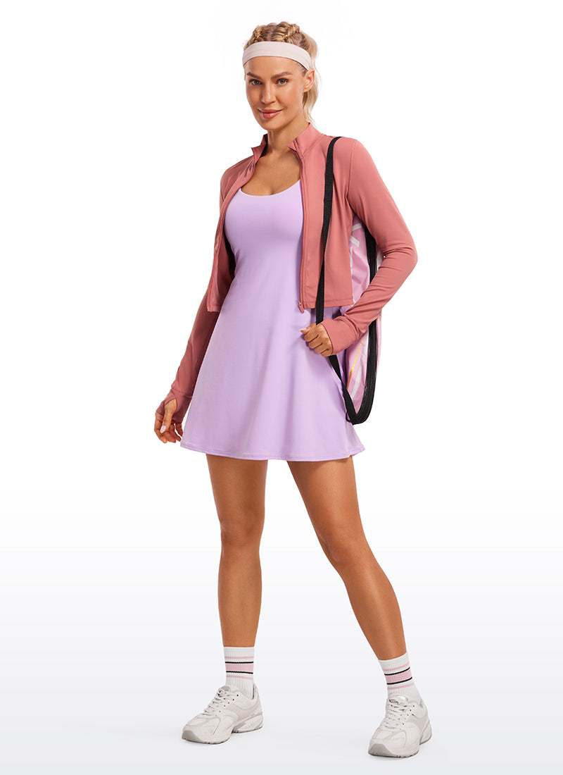 CRZ YOGA Women's Butterluxe Cropped Outerwear Full Zip Jackets Briar Rose @model_info:Natali