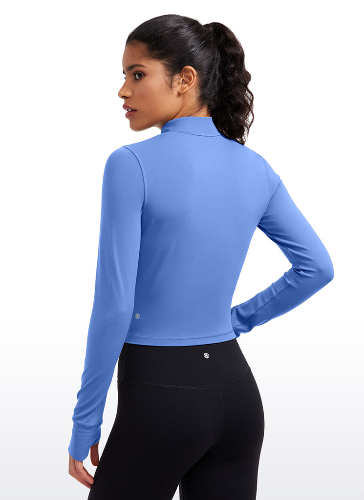 CRZ YOGA Women's Butterluxe Cropped Outerwear Full Zip Jackets Pink Peony