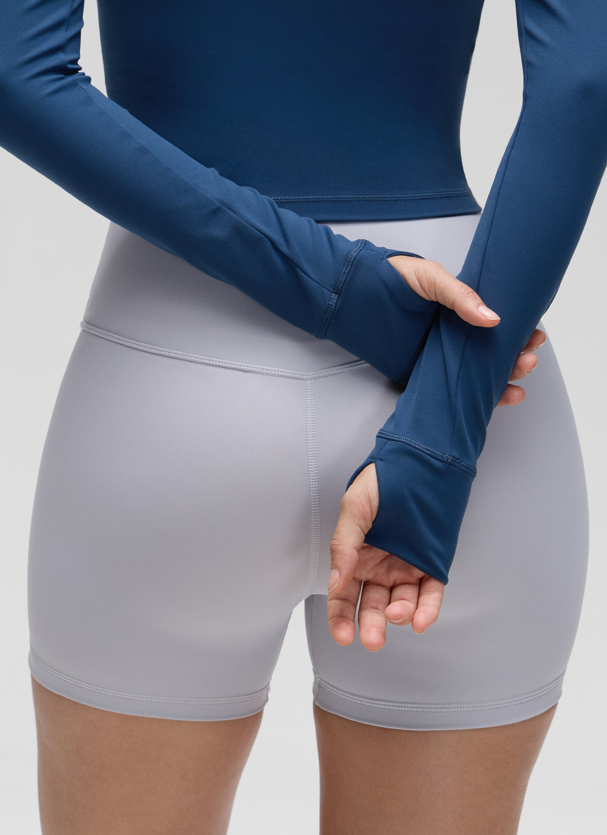 CRZ YOGA Women's Butterluxe Cropped Outerwear Full Zip Jackets French Navy @model_info:J
