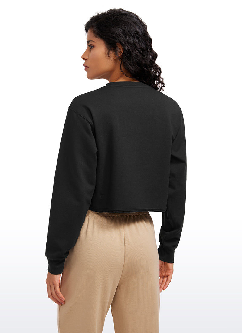 CRZ YOGA Womens Classic Fit Sweat Shirt Crew Neck Pullover Black