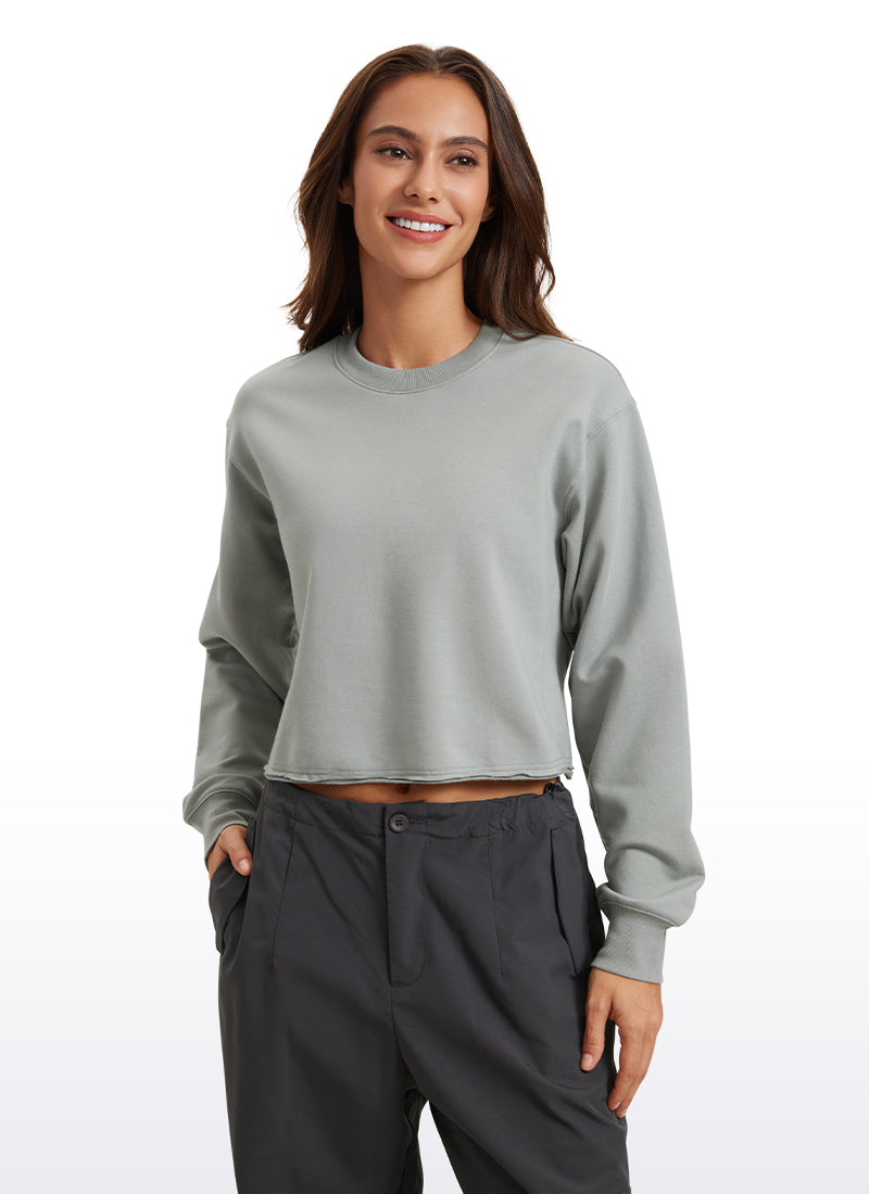 CRZ YOGA Womens Classic Fit Sweat Shirt Crew Neck Pullover Sterling