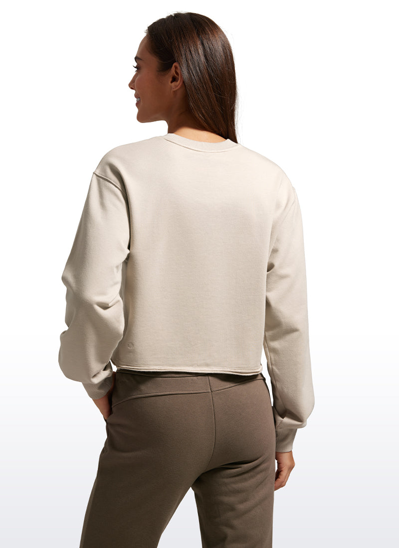 CRZ YOGA Womens Classic Fit Sweat Shirt Crew Neck Pullover Mojave Tan
