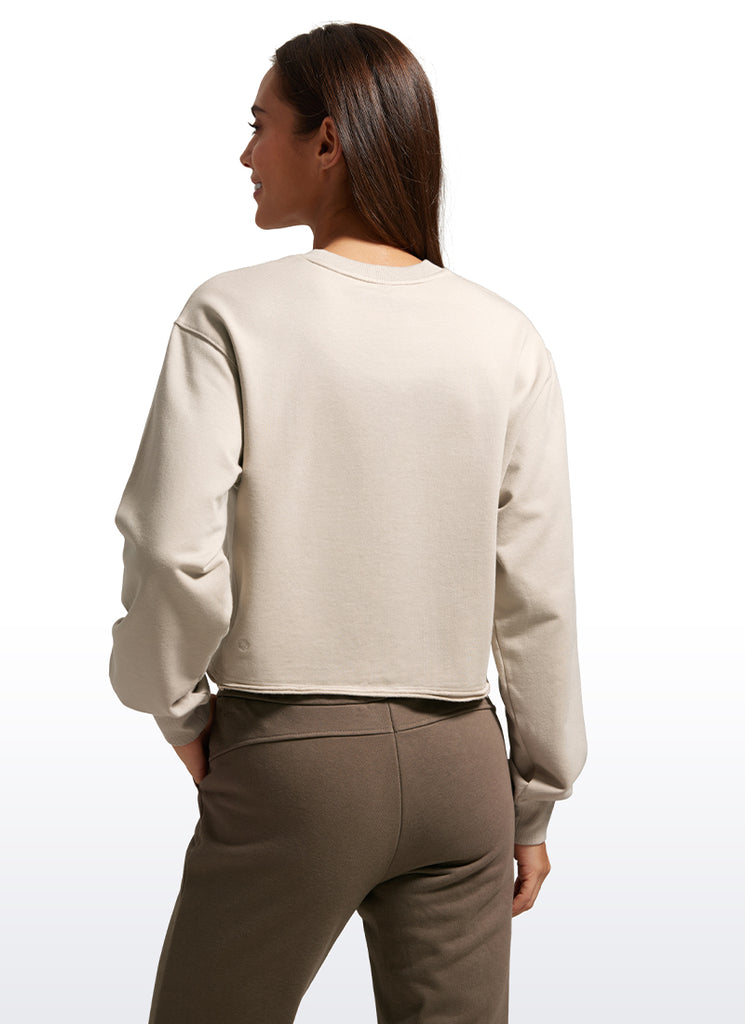 CRZ YOGA Womens Classic Fit Sweat Shirt Crew Neck Pullover Dark Red 2