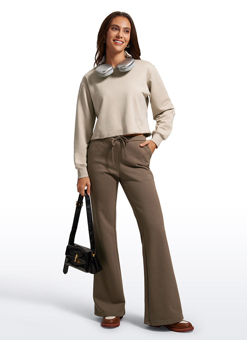 CRZ YOGA Womens Classic Fit Sweat Shirt Crew Neck Pullover Mojave Tan