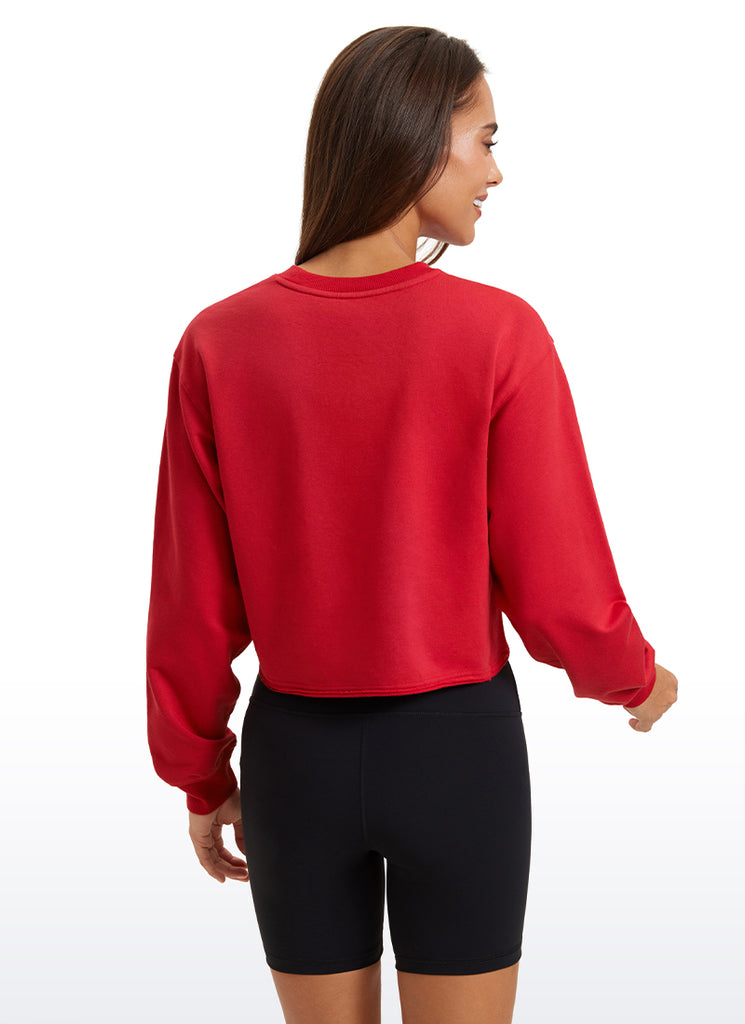 CRZ YOGA Womens Classic Fit Sweat Shirt Crew Neck Pullover Hot Fudge Brown