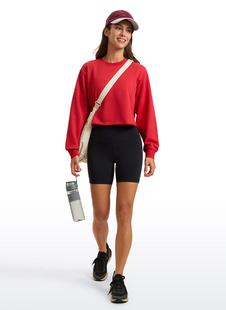 CRZ YOGA Womens Classic Fit Sweat Shirt Crew Neck Pullover Red Chili