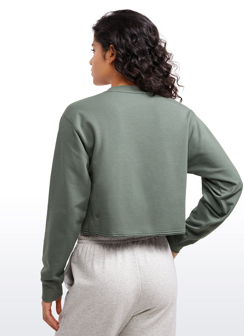 CRZ YOGA Womens Classic Fit Sweat Shirt Crew Neck Pullover Grey Sage
