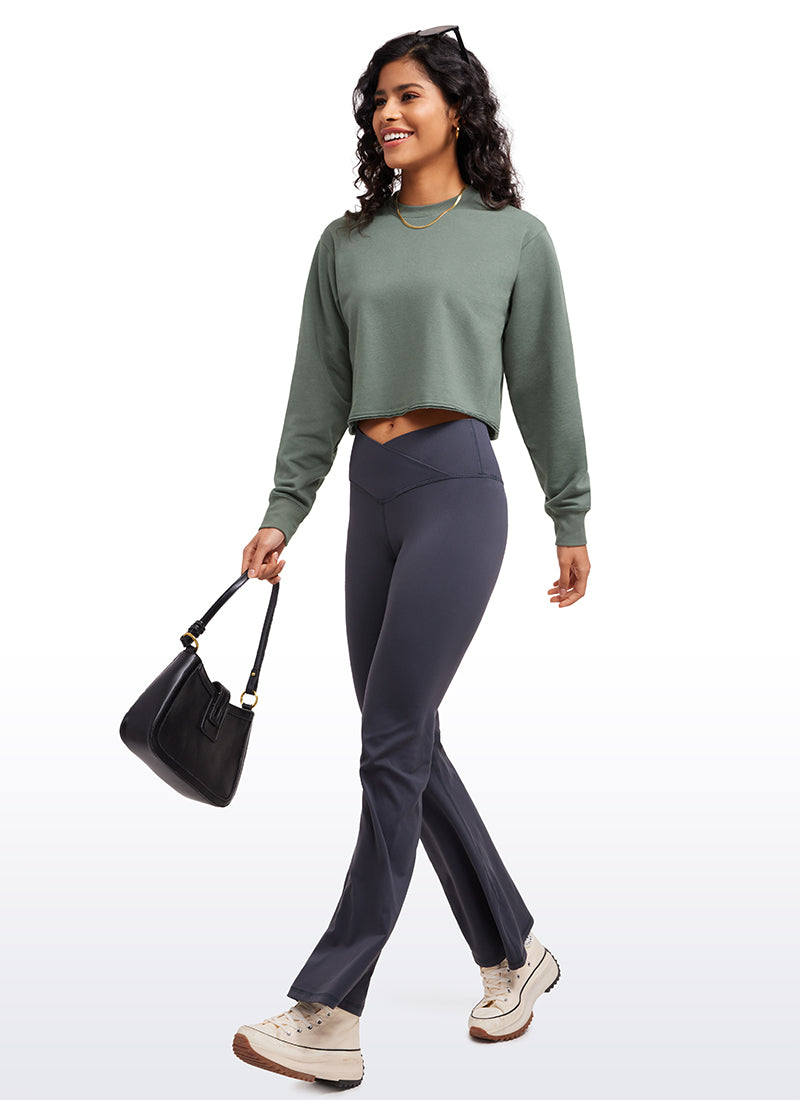 CRZ YOGA Womens Classic Fit Sweat Shirt Crew Neck Pullover Grey Sage