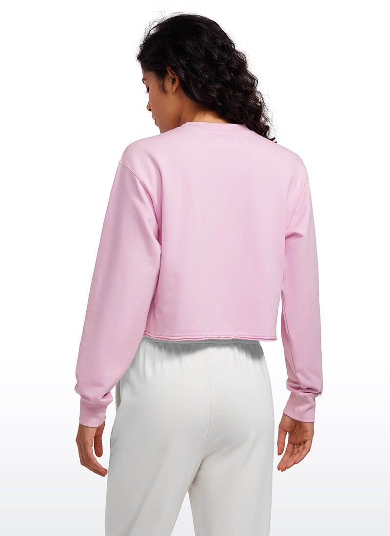 CRZ YOGA Womens Classic Fit Sweat Shirt Crew Neck Pullover Pink Peony