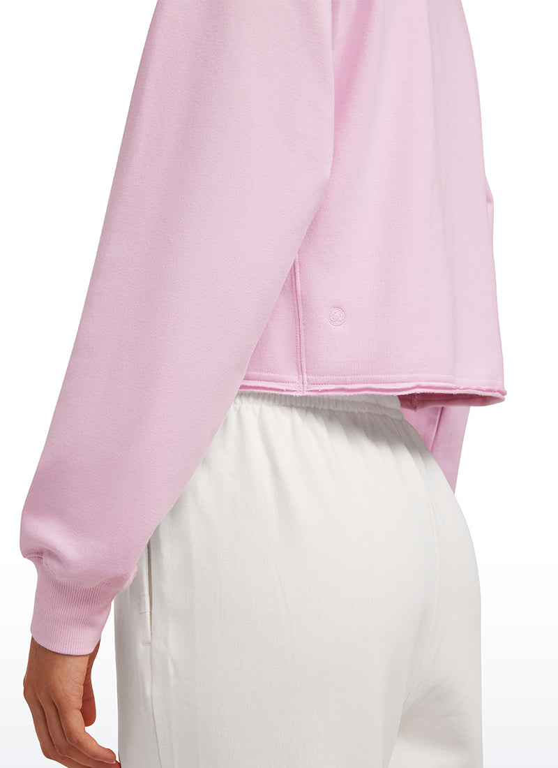 CRZ YOGA Womens Classic Fit Sweat Shirt Crew Neck Pullover Pink Peony
