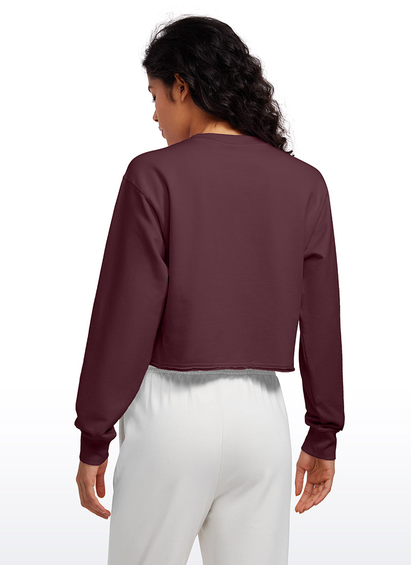 CRZ YOGA Womens Classic Fit Sweat Shirt Crew Neck Pullover Dark Red 2