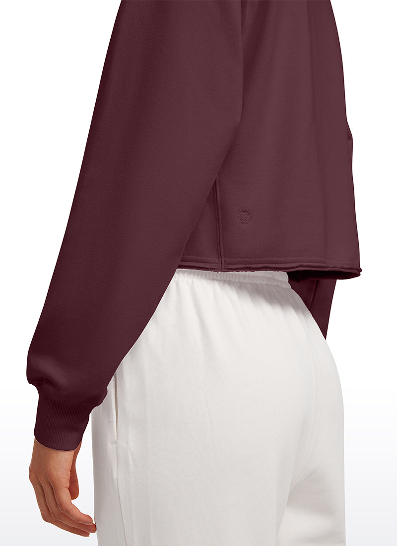 CRZ YOGA Womens Classic Fit Sweat Shirt Crew Neck Pullover Dark Red 2