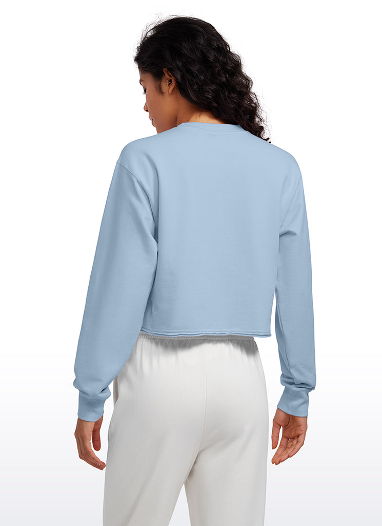 CRZ YOGA Womens Classic Fit Sweat Shirt Crew Neck Pullover Hibiscus Purple