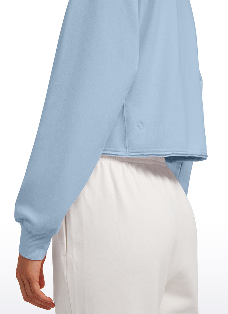 CRZ YOGA Womens Classic Fit Sweat Shirt Crew Neck Pullover Cambric Blue