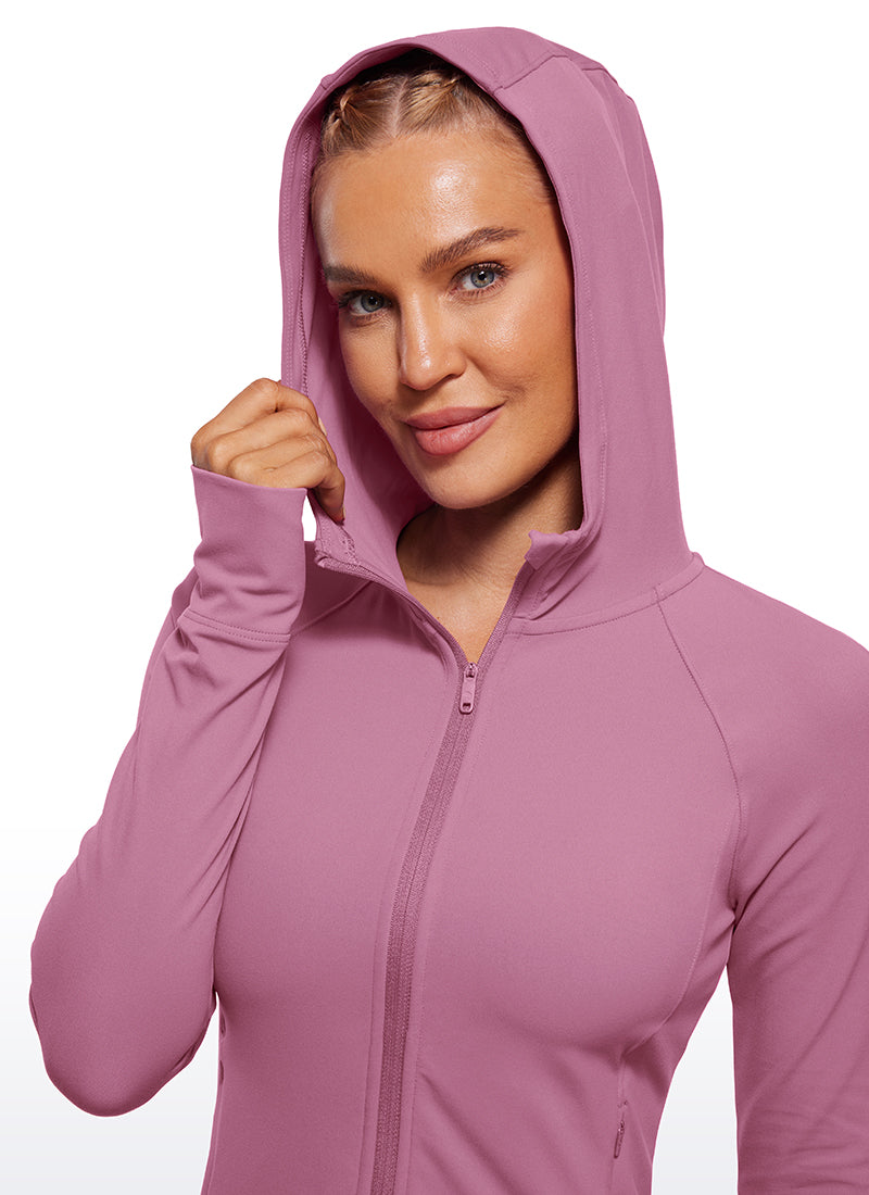 CRZ YOGA Women's Butterluxe Outerwear Full Zip Hoodies Jackets Velvet Dust @model_info:Natali
