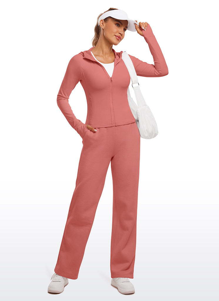 CRZ YOGA Women's Butterluxe Outerwear Full Zip Hoodies Jackets Light Army Green