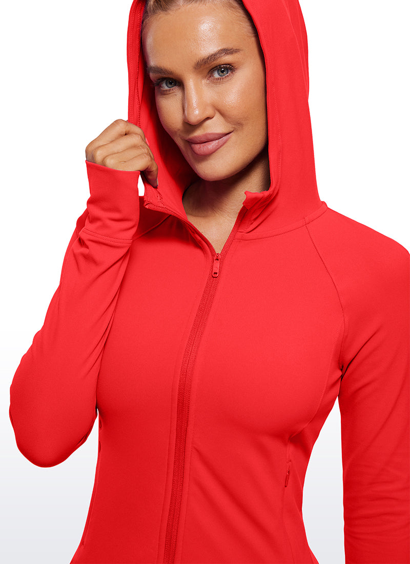 CRZ YOGA Women's Butterluxe Outerwear Full Zip Hoodies Jackets Deep Red @model_info:NAT