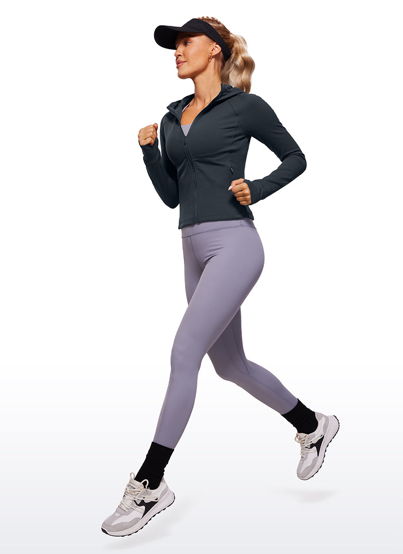 CRZ YOGA Women's Butterluxe Outerwear Full Zip Hoodies Jackets True Navy @model_info:NAT