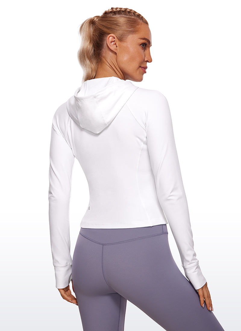 CRZ YOGA Women's Butterluxe Outerwear Full Zip Hoodies Jackets White @model_info:NAT