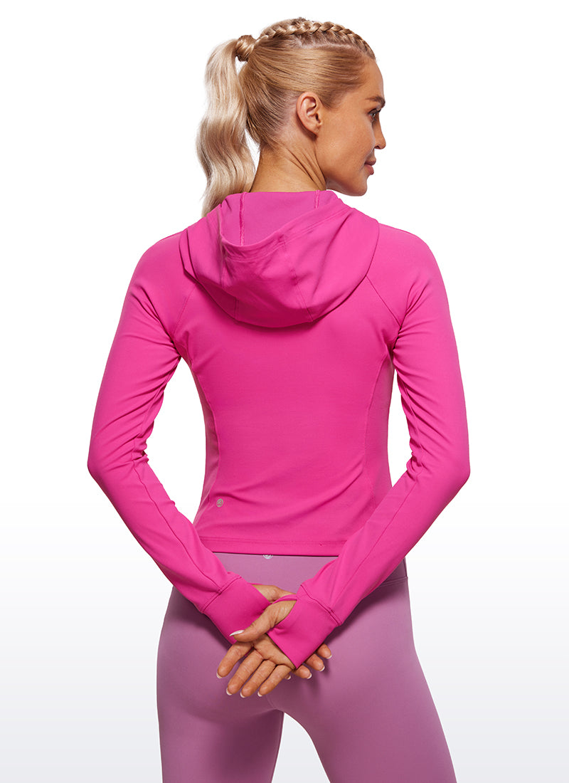 CRZ YOGA Women's Butterluxe Outerwear Full Zip Hoodies Jackets Hibiscus Purple @model_info:NAT