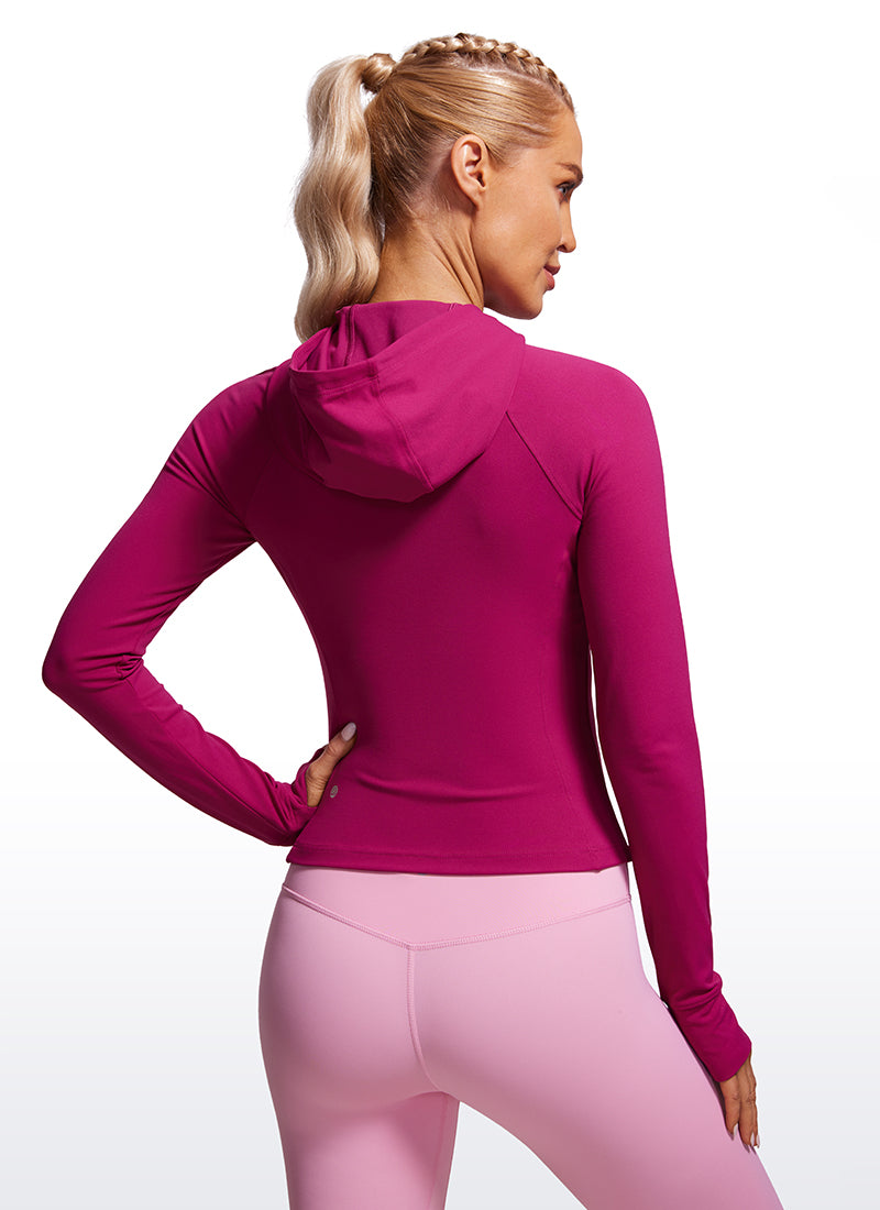 CRZ YOGA Women's Butterluxe Outerwear Full Zip Hoodies Jackets Magenta Purple @model_info:NAT