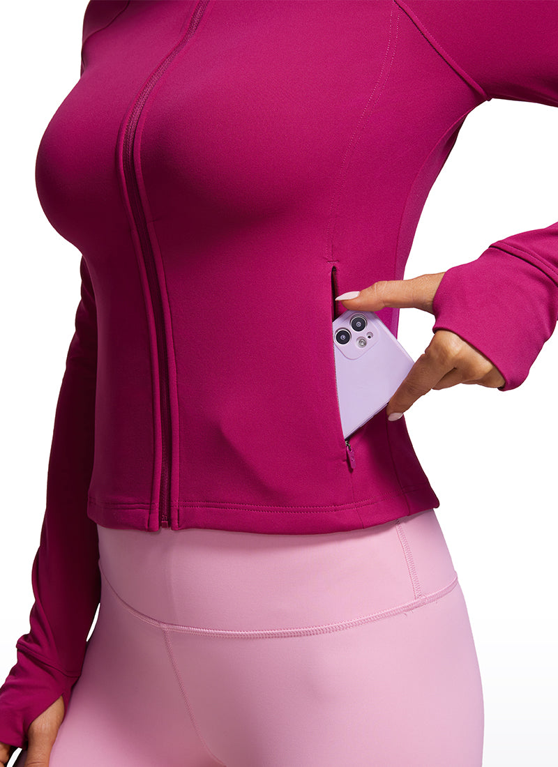 CRZ YOGA Women's Butterluxe Outerwear Full Zip Hoodies Jackets Magenta Purple @model_info:NAT