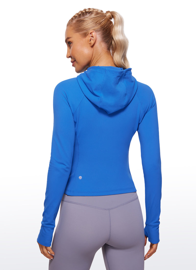 CRZ YOGA Women's Butterluxe Outerwear Full Zip Hoodies Jackets Sparkle Blue @model_info:NAT