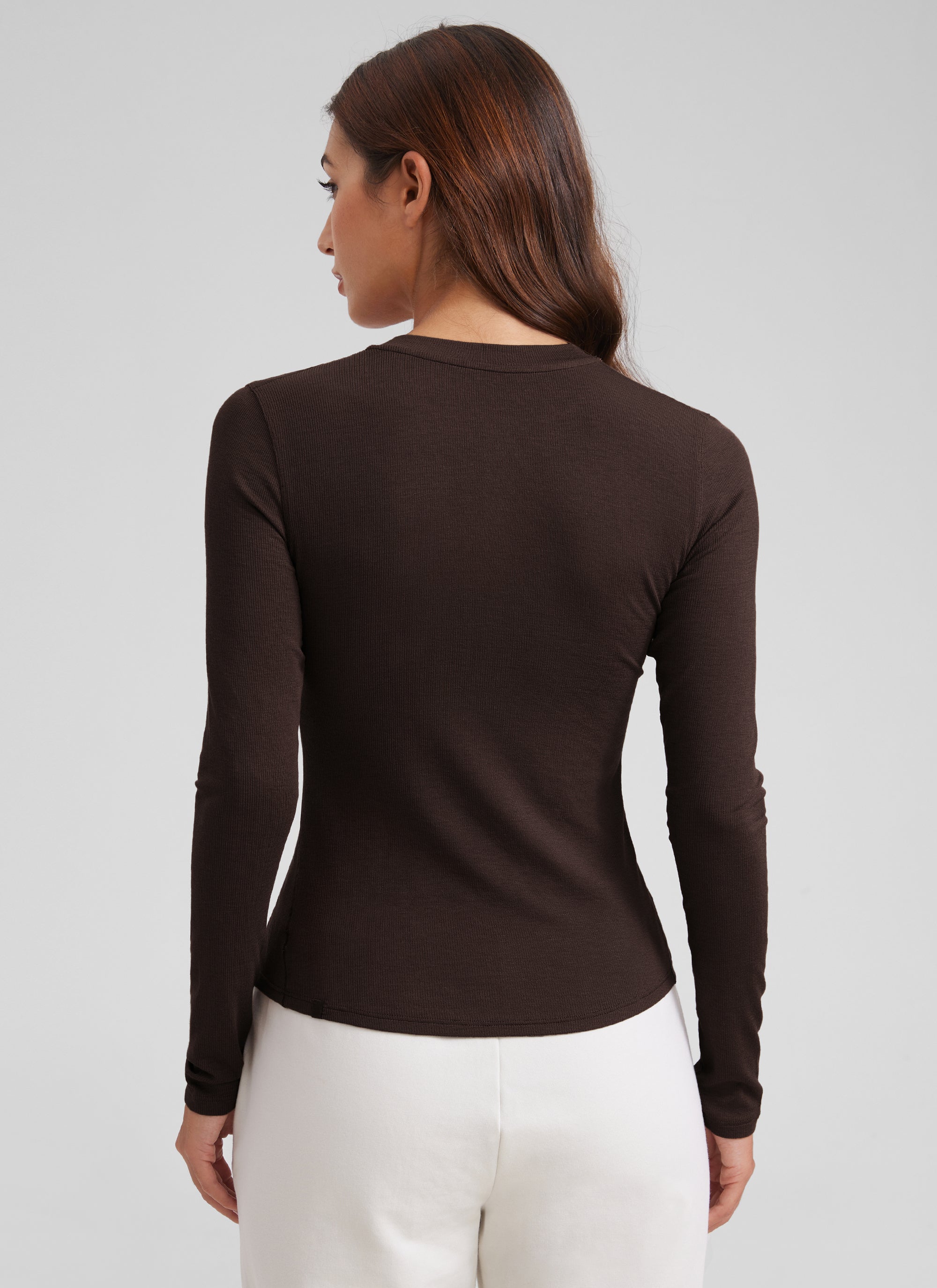 CRZ YOGA Womens Fitted Casual Ribbed Modal Henley Shirts Long Sleeves Green Palm Court