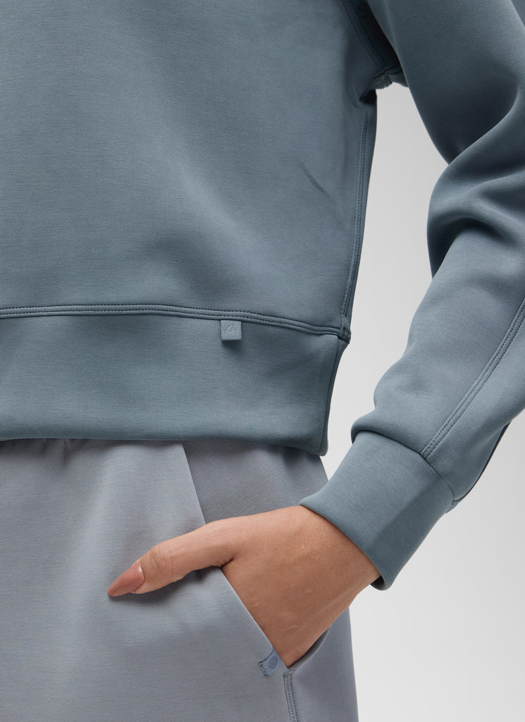 CRZ YOGA Womens SoftAura Basic Casual Sweat Shirt Crew Neck Pullover Plum Magenta