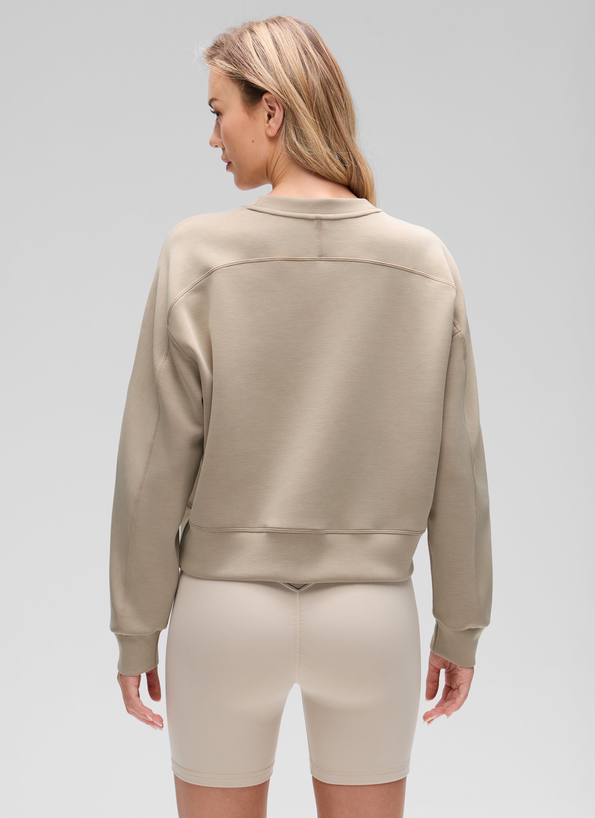 CRZ YOGA Womens SoftAura Basic Casual Sweat Shirt Crew Neck Pullover Coffee Brown