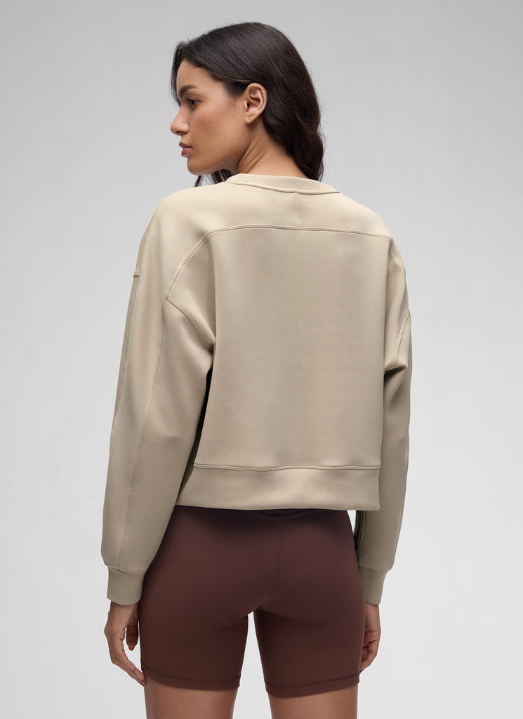 CRZ YOGA Womens SoftAura Basic Casual Sweat Shirt Crew Neck Pullover Coffee Brown