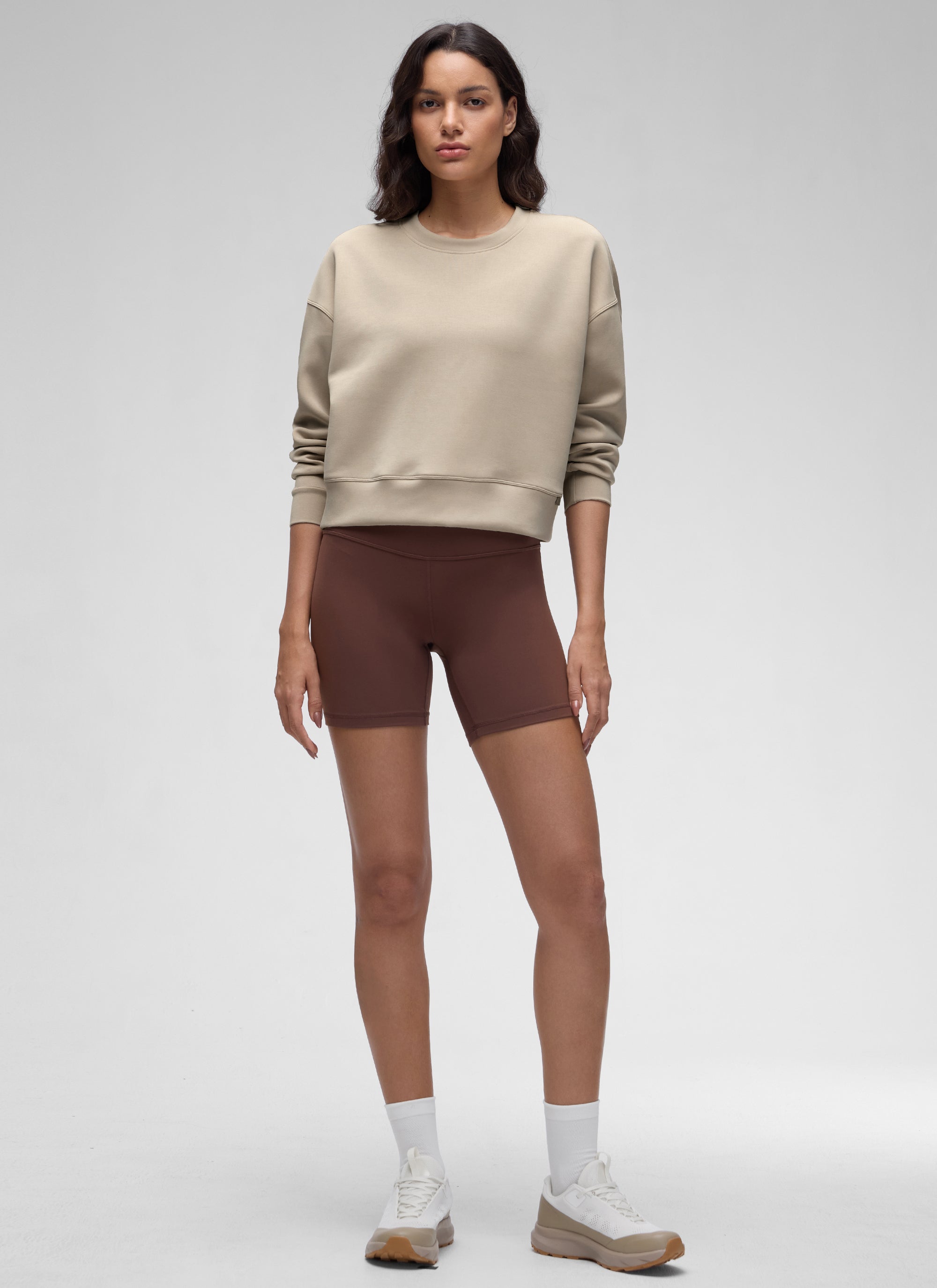 CRZ YOGA Womens SoftAura Basic Casual Sweat Shirt Crew Neck Pullover Strawberry Pink