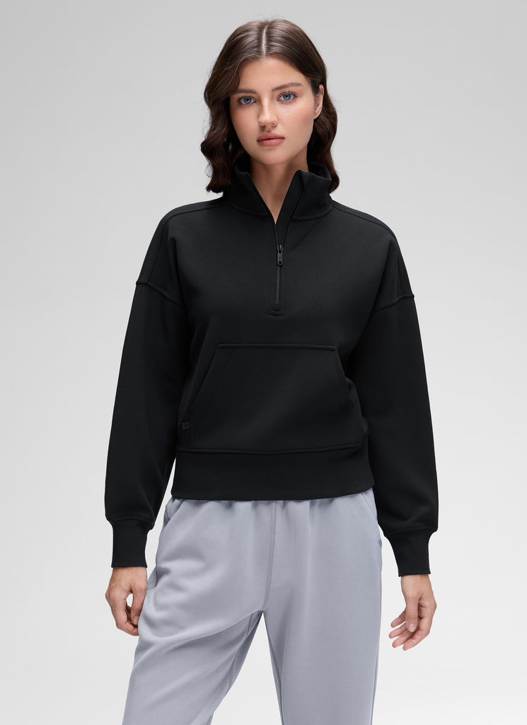 CRZ YOGA Women SoftAura Halfzip Sweatshirt Pullover Long Sleeve Pocket Milky White