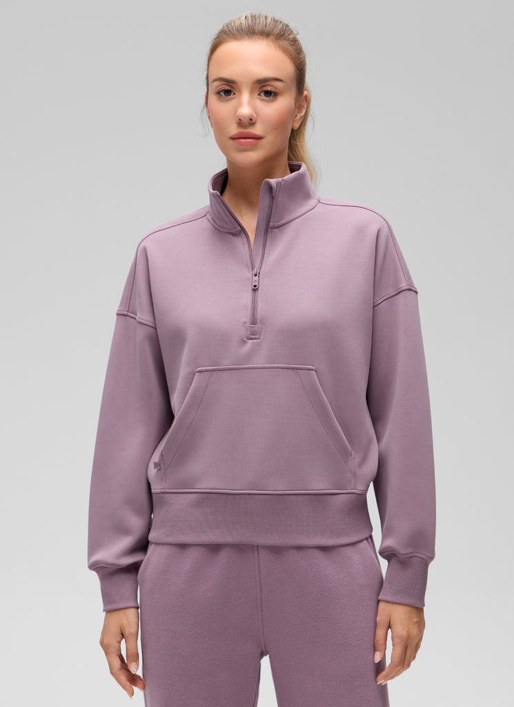 CRZ YOGA Women SoftAura Halfzip Sweatshirt Pullover Long Sleeve Pocket Belgian Blue