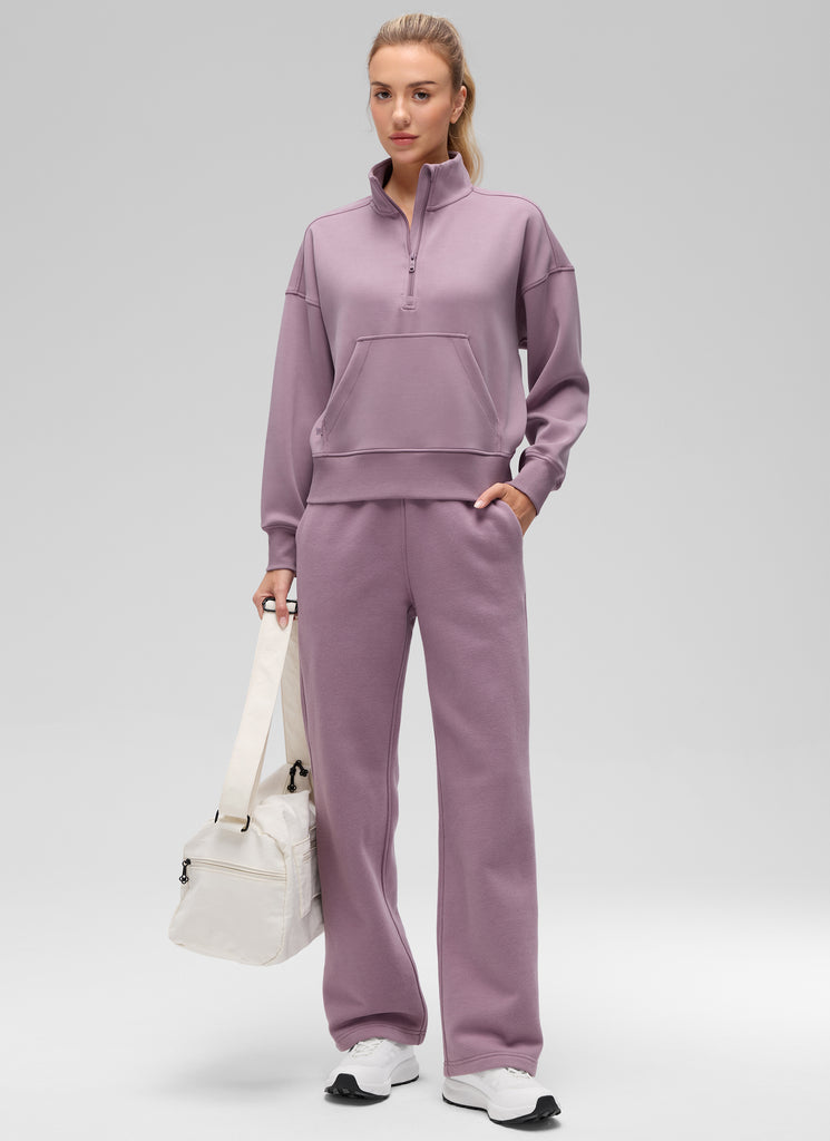 CRZ YOGA Women SoftAura Halfzip Sweatshirt Pullover Long Sleeve Pocket Belgian Blue