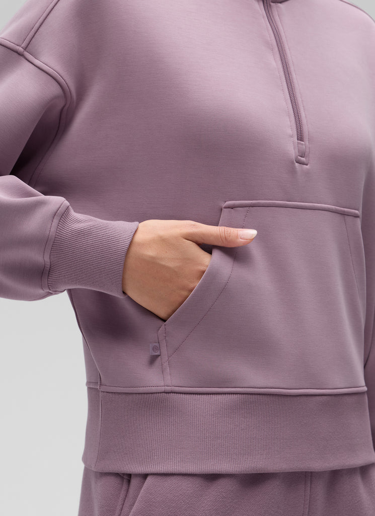 CRZ YOGA Women SoftAura Halfzip Sweatshirt Pullover Long Sleeve Pocket Belgian Blue