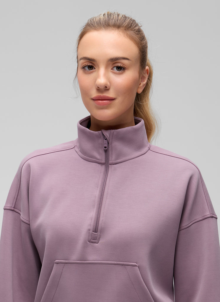 CRZ YOGA Women SoftAura Halfzip Sweatshirt Pullover Long Sleeve Pocket Oak