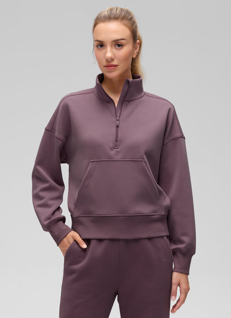 CRZ YOGA Women SoftAura Halfzip Sweatshirt Pullover Long Sleeve Pocket Oak