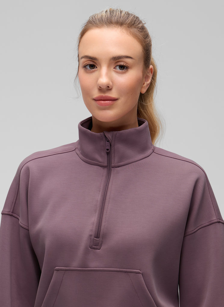 CRZ YOGA Women SoftAura Halfzip Sweatshirt Pullover Long Sleeve Pocket Oak